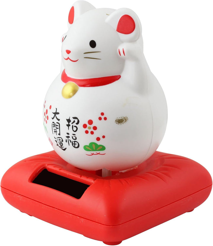 Freak Scene Glückskatze Maus - Maneki-Neko - Winkekatze - Solar - 10,5 cm - weiss