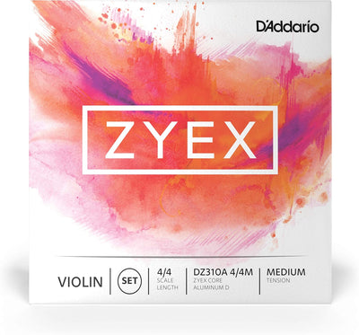 D'Addario DZ310A-4/4M Zyex Violinen Saitensatz synthetische Faser 4/4 Medium Medium Tension Aluminum