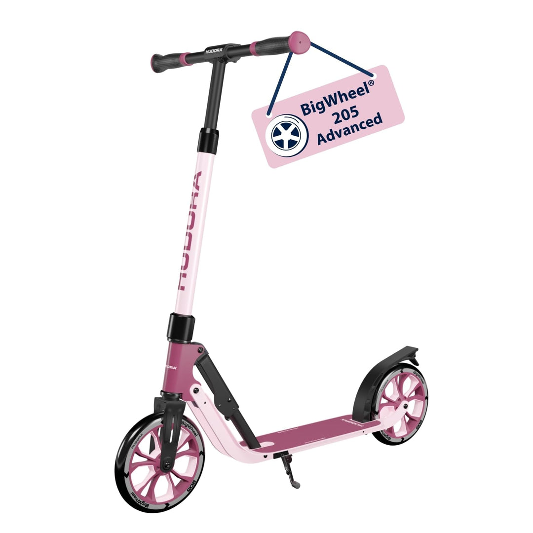 HUDORA BigWheel® 205 Advanced Scooter - Komfortabler Aluminium-Roller für bis zu 100kg - Höhenverste