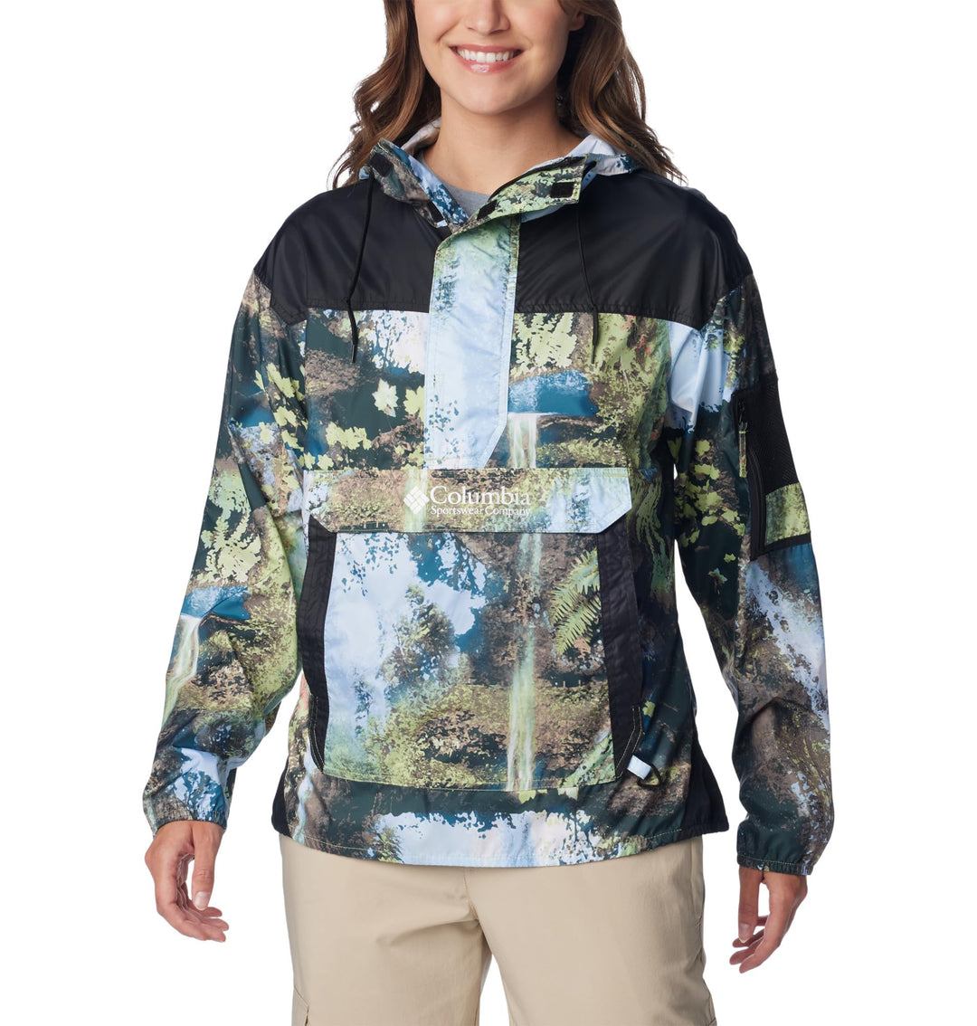 Columbia Damen Challenger Windbreaker Jake S Napa Green Chasing Falls Print, Black, S Napa Green Cha