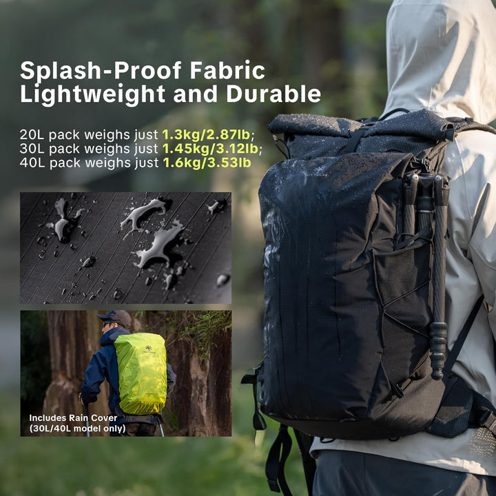 PGYTECH OnePro Ultralight Kamerarucksack Erweiterbar 20L-40L Outdoor Reisen Grün 20L, Grün 20L