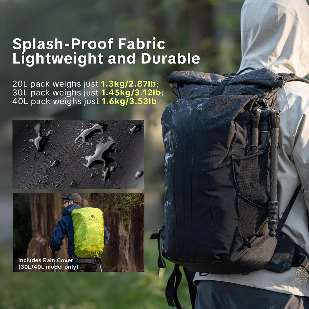 PGYTECH OnePro Ultralight Kamerarucksack Erweiterbar 20L-40L Outdoor Reisen Schwarz 30L, Schwarz 30L
