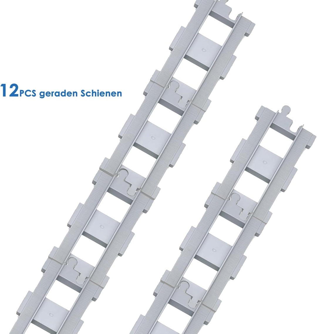 Mirthben 18pcs Bausteine Schienen Set, City Zug Schienen, bestehend aus Cross Track Gerade, Kurven S