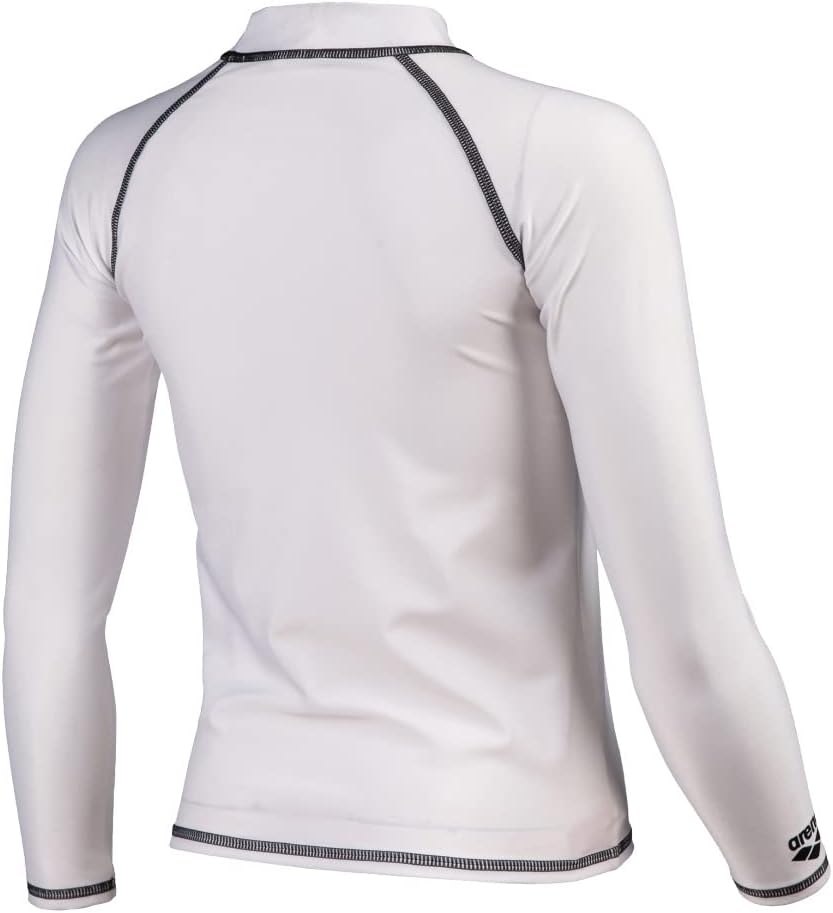 ARENA Jungen Unisex Jr Rash Vest L/S Graphic Rash Guard Shirt, 116 White-black
