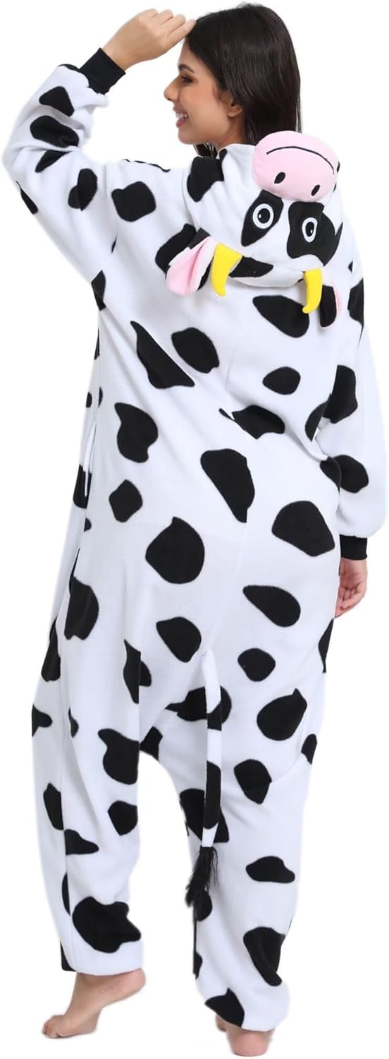 LABULA Onesie Tier Erwachsene Unisex Tieroutfit Cosplay Pyjamas Karneval kostüm L Kuh, L Kuh