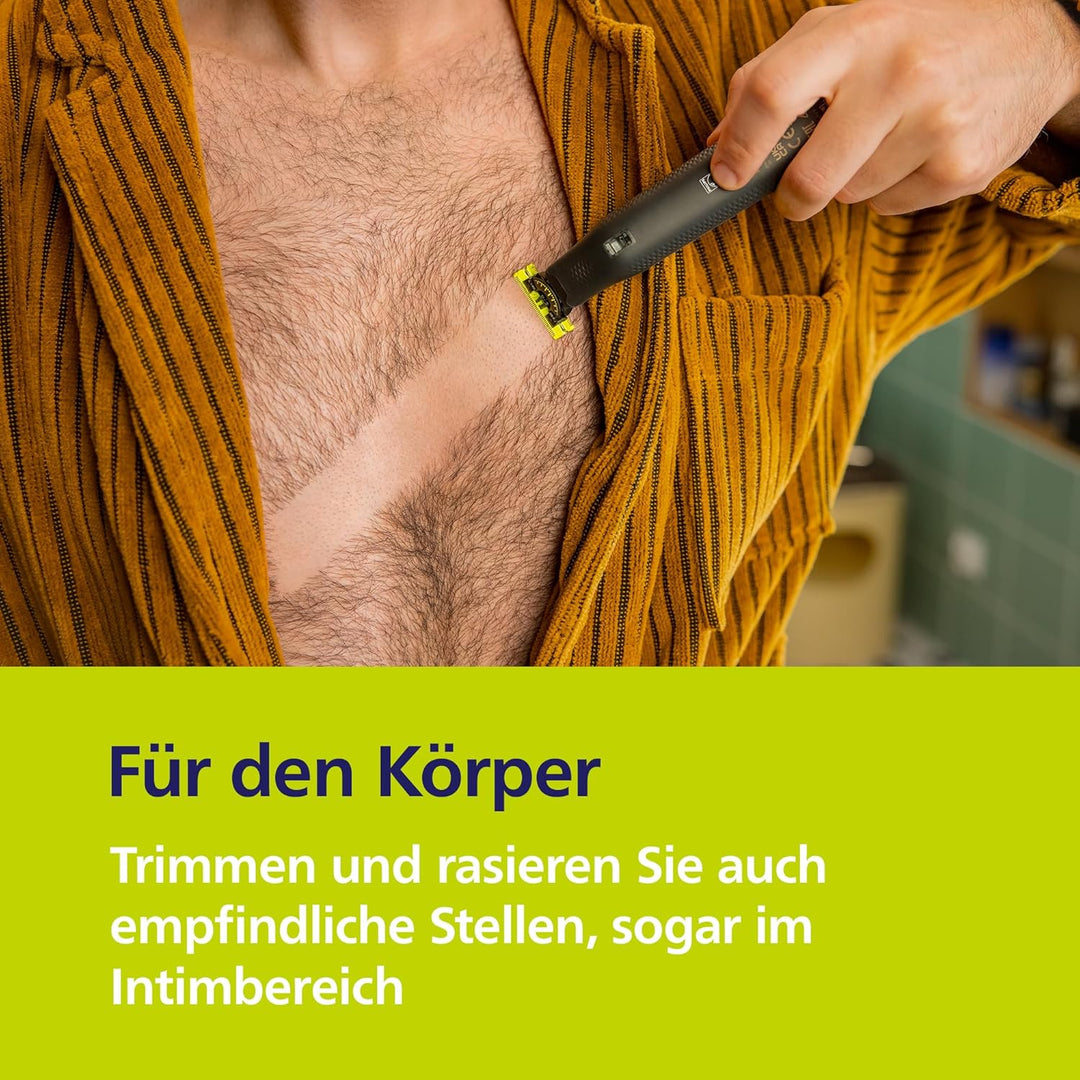 Philips OneBlade Pro 360 Face & Body - Elektrischer Bartschneider, Rasierer und Bodygroomer, 2x 360-