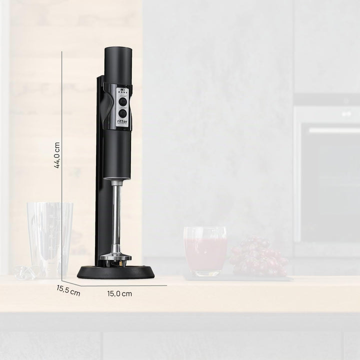 ritter stilo 7 Plus kabelloser Stabmixer, Pürierstab mit Akku aus Vollmetall, Made in Germany, Schwa