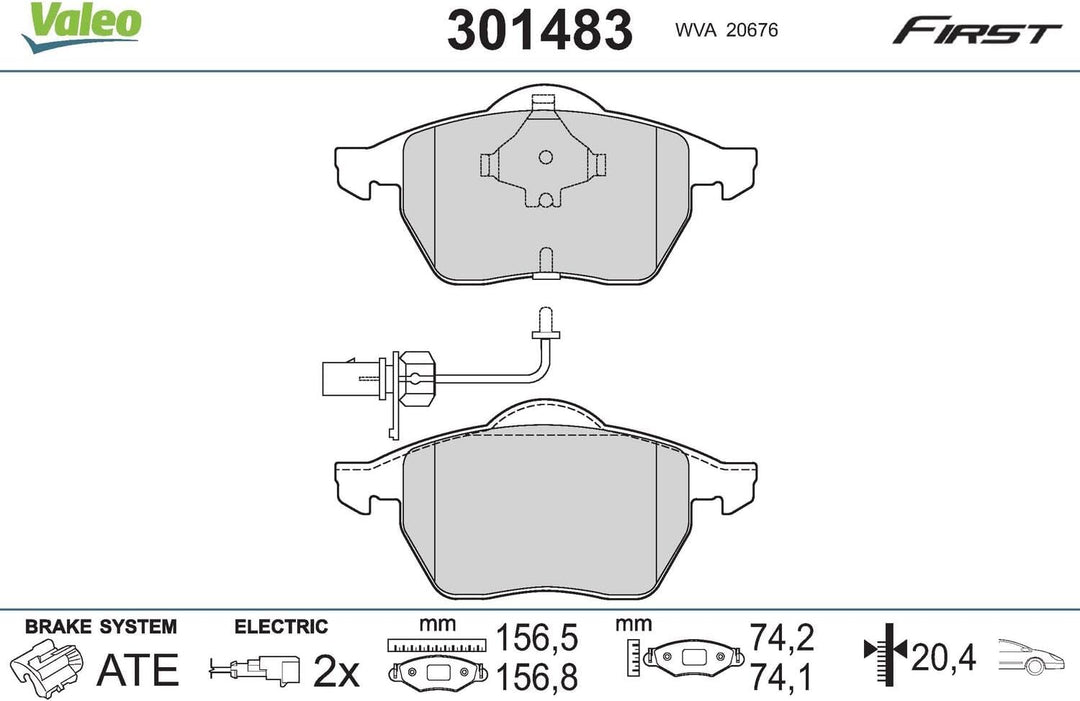 VALEO 301483 Freilaufsystem FirstPlaquettes de Frein, verkauft im 4er-Teil, Montageposition: Essieu