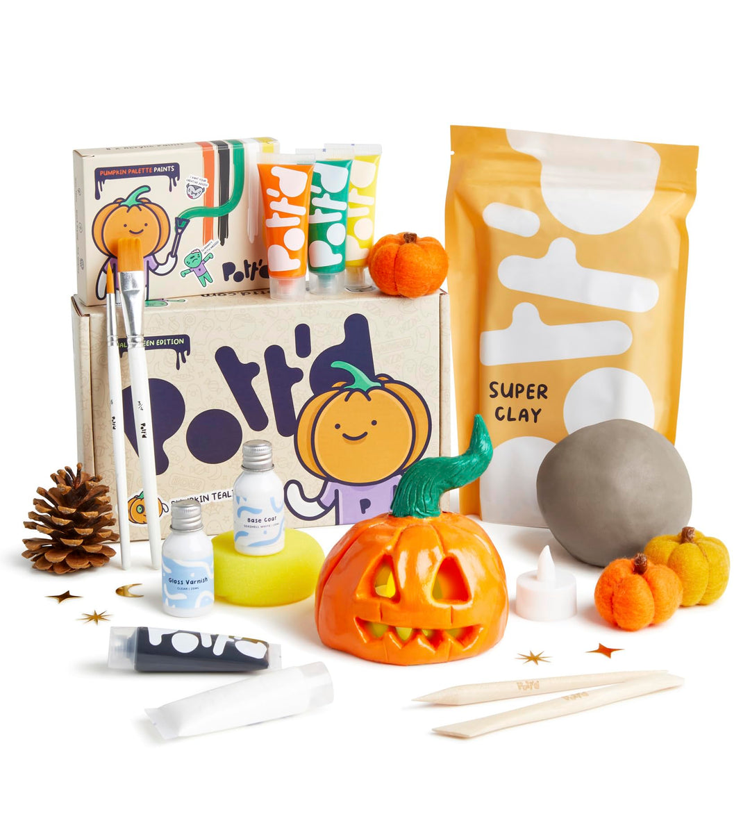 Pott'd Mini-Töpfer-Sets | Lufttrocknendes Töpferset für Erwachsene | Mit Farben, Töpferwerkzeugen un