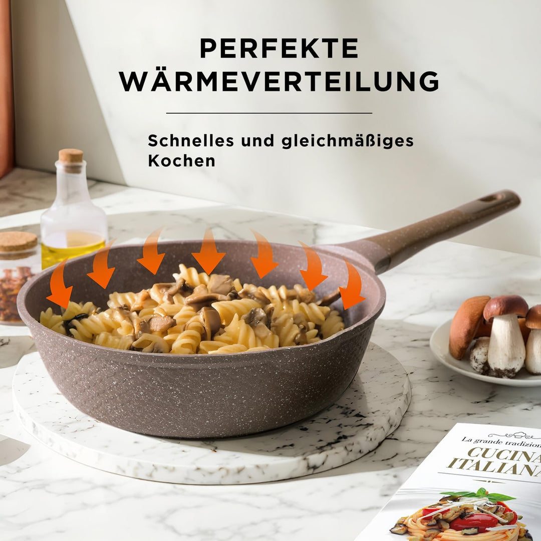 KASANOVA Antihaft-Topfset 0% Fett, Induktionskochgeschirr für alle Kochfelder, Pfannen- und Topfset