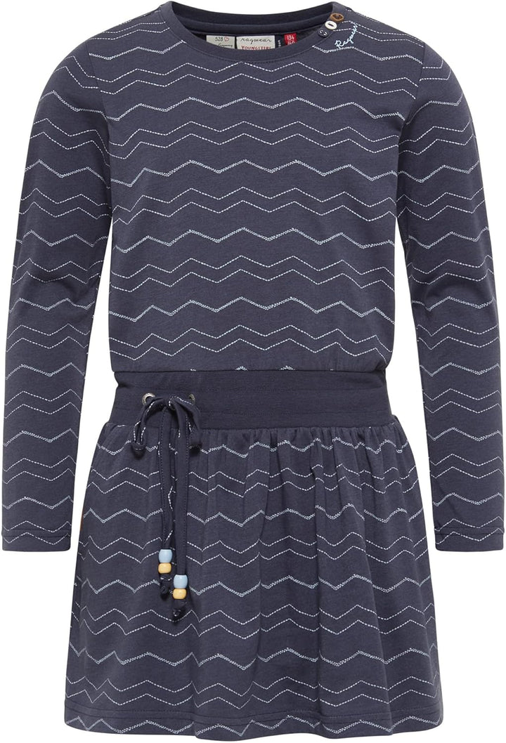 Ragwear MAGY Long Chevron Mädchen Kleid Langarm Longsleeve Top Dress Übergang Herbst Winter 152 Navy