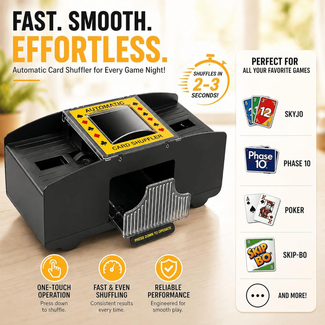 Kartenmischmaschine Elektrische für 1-2 Decks, Automatischer Kartenmischer für UNO, Poker, Skyjo, Sk