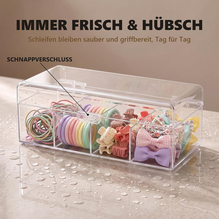 JessLab Haarschmuck Organizer für Mädchen, Acryl-behälter mit Fächern für Haargummis, Spangen und Sc