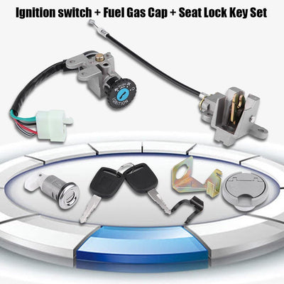 KIMISS1 Set 5Pin Stecker 2 Schlüssel Zündschloss Key Lock Tankdeckel Set für Gy6 50cc, 150cc Motorro