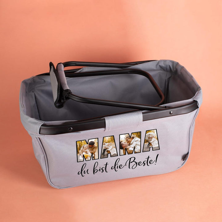 Herz & Heim® Einkaufskorb personalisiert/faltbar/modernes Design/Geschenk-Idee für Jedermann (Fotos