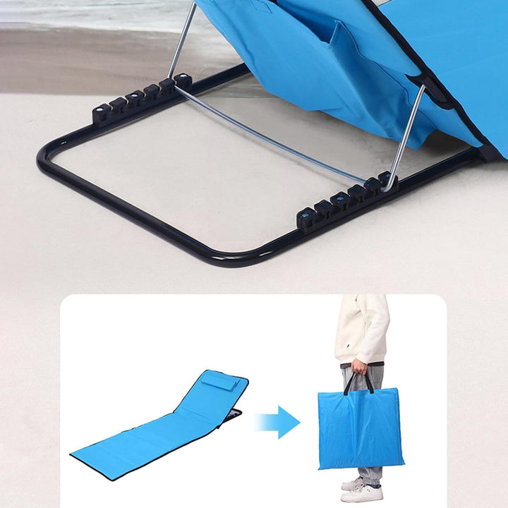 2 Pcs Strandmatte Mit Rückenlehne Liegematte - Gepolsterte Klappbare Strandmatte Mit Verstellbarer R