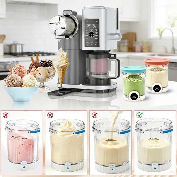 KASURE 4 Stück Ninja Swirl Creami Behälter, 480ml Eisbehälter Becher mit Deckel Zubehör Eisbehälter