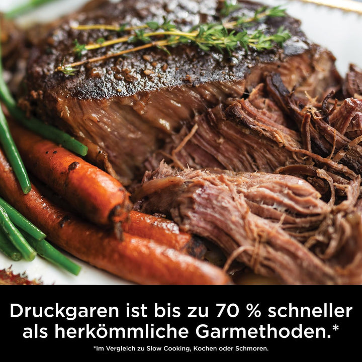 Ninja Foodi MAX 12-in-1 SmartLid-Multikocher [OL650EU], Schnellkochtopf & Heissluftfritteuse, 3 Modi