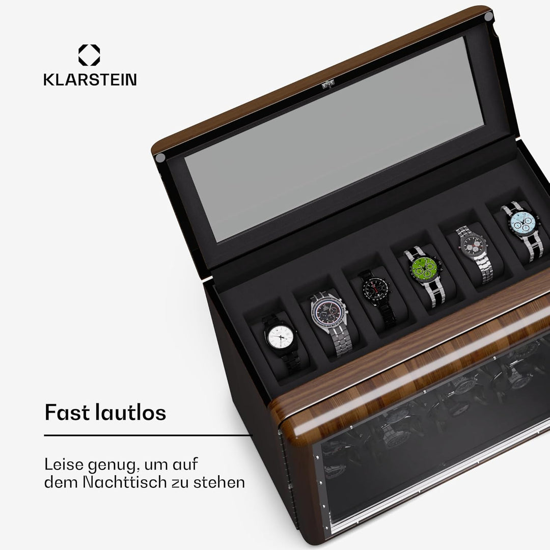 Klarstein Uhrenbeweger für Automatikuhren, Automatik-Uhrenbeweger für 12 Uhren, Automatikuhr Uhrenbe