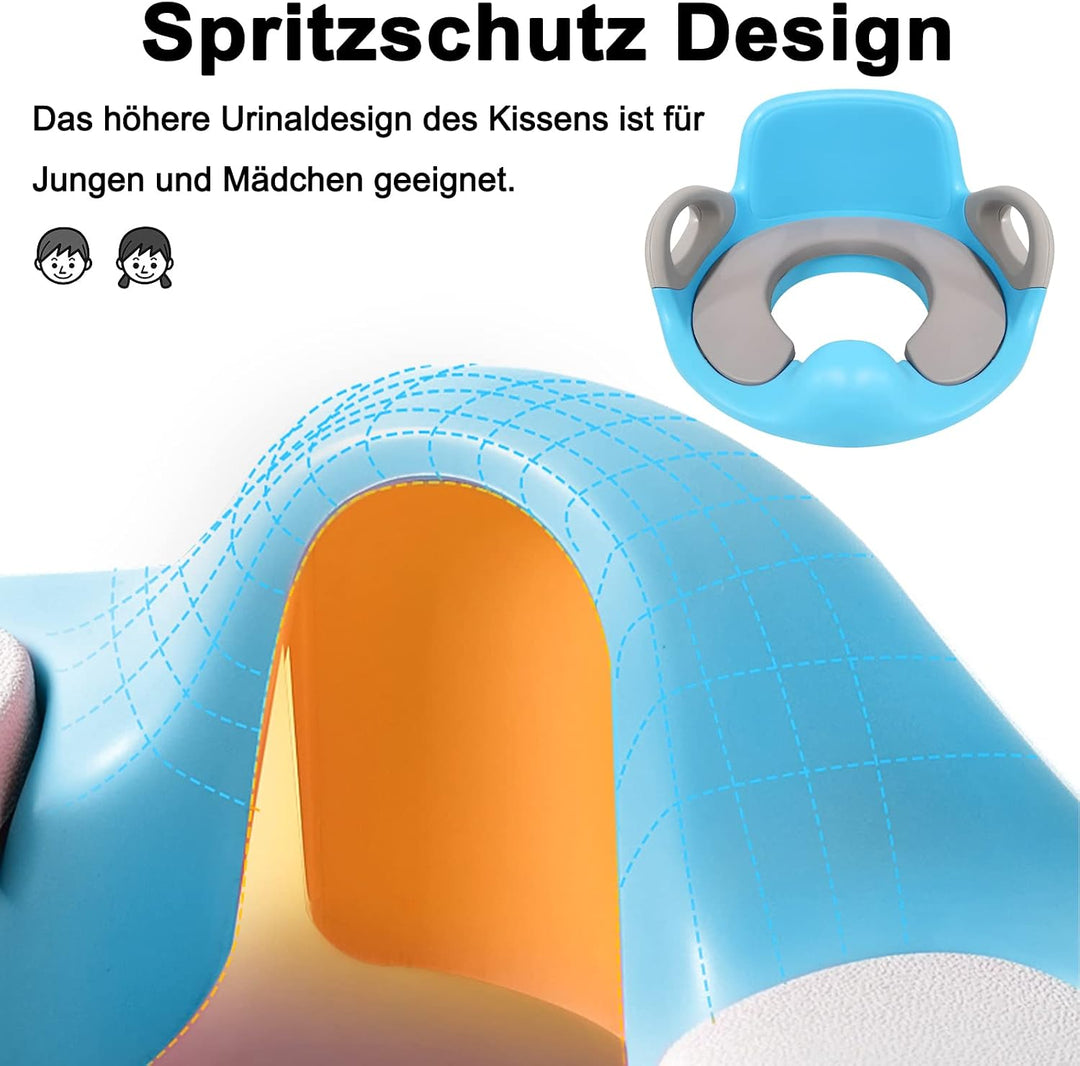 Toilettensitz Kinder Toilettenaufsatz mit PU Gepolstert und Spritzschutz WC Sitz Klositz Toilettentr