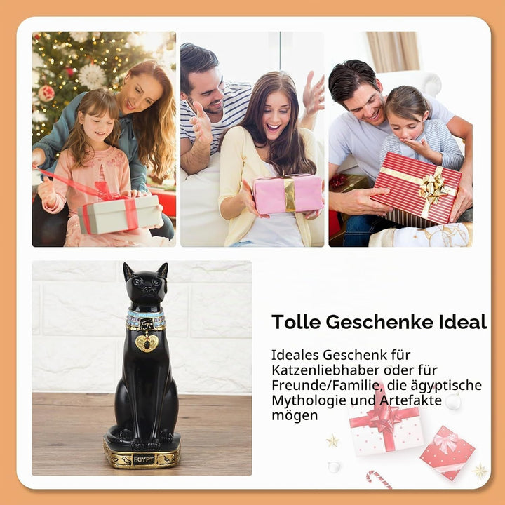HERCHR Ägyptische Katzenstatue, Bastet-Katze Bastet Katze, Schwarze Katzenfiguren Sammler-Skulptur F