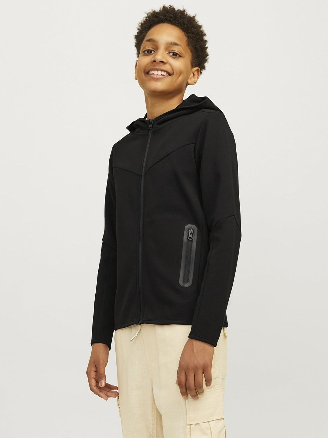 JACK & JONES Boy Kapuzenjacke Einfarbig Kapuzenjacke Junior 140 Schwarz, 140 Schwarz