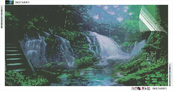 Instarry DIY 5D Diamond Painting Bilder Gross Naturlandschaft Wasserfall Wohnzimmer Dekoration 120x5