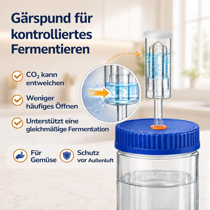 Fermentierglas 1,5L Fermentierset aus Borosilikatglas mit Gewicht für Sauerkraut, Hot Sauce, Met, Ci