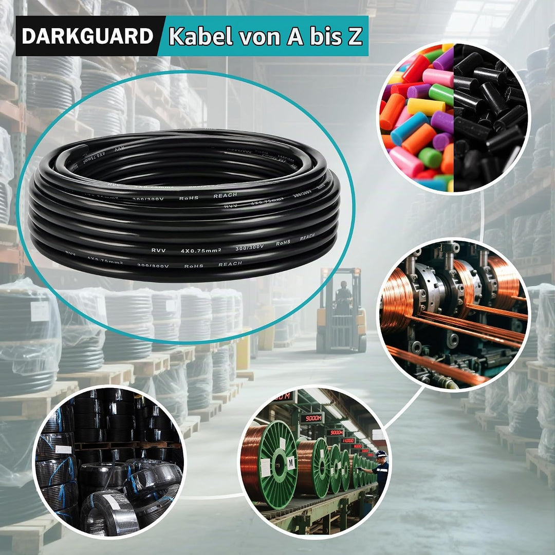 4-adriges Kabel LED-Rücklichter Verkabelungkabel für Anhänger 4x0,75mm² - 10M FLRYY Fahrzeugleitung