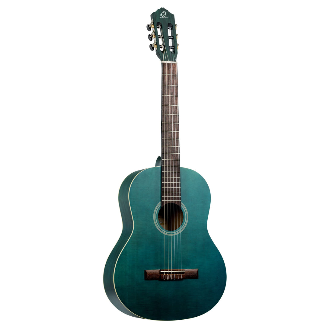 Ortega Guitars blaue Konzertgitarre Full-Size - Student Series - Catalpakorpus mit Fichtendecke (RST