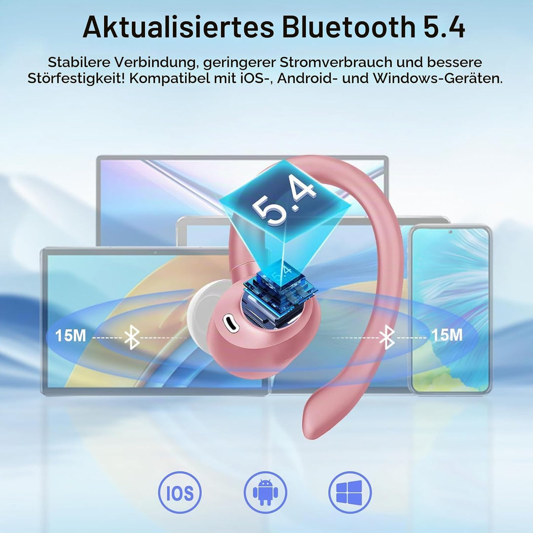 Bluetooth Kopfhörer Sport, 2026 In Ear Kopfhörer Bluetooth 5.4 mit 60h Spielzeit, IPX7 Wasserdichte