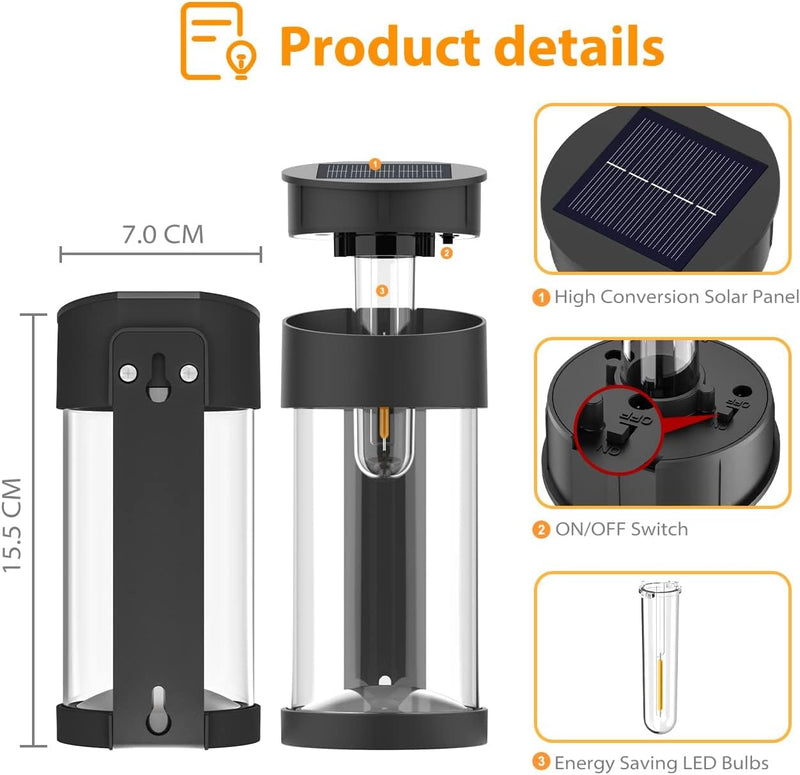 Woolmug Solarlampen für Aussen Garten [2 Stück/Warmweiss] Solar Wandleuchte Aussen Solarleuchten Gar