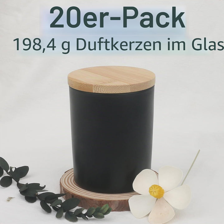 MILIVIXAY 20 Stück 200 ml mattschwarze dicke Glas-Kerzengläser mit Deckel – leere Kerzengläser für d