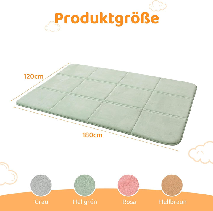 BYBYME 3cm Dicke Faltbare Krabbelmatte Baby, 120x180cm Spielmatte mit Rutschfester Unterseite, Weich