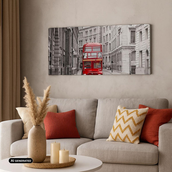 Panorama Bilder auf Leinwand 100x40cm Leinwandbild Bus england urlaub london Gross Wanddeko Bild Sch