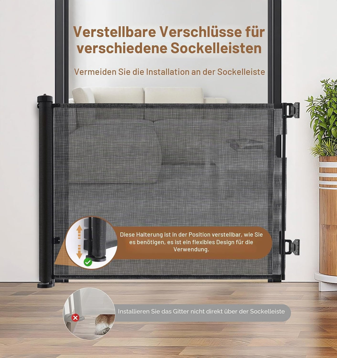 The Fellie Türschutzgitter Ausziehbar, Extra Breit Treppenschutzgitter 0-300cm, Treppenschutzgitter