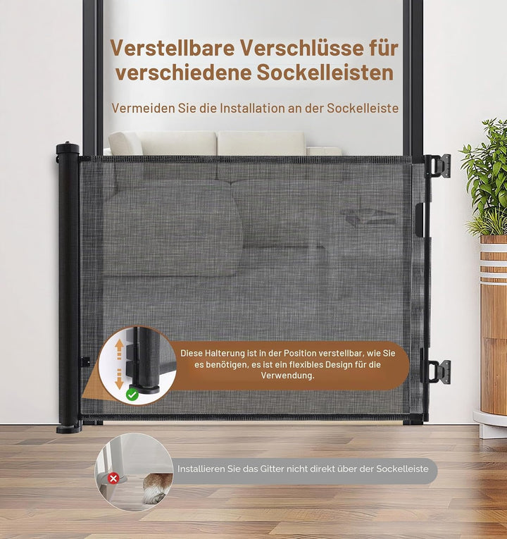 The Fellie Türschutzgitter Ausziehbar, Extra Breit Treppenschutzgitter 0-300cm, Treppenschutzgitter