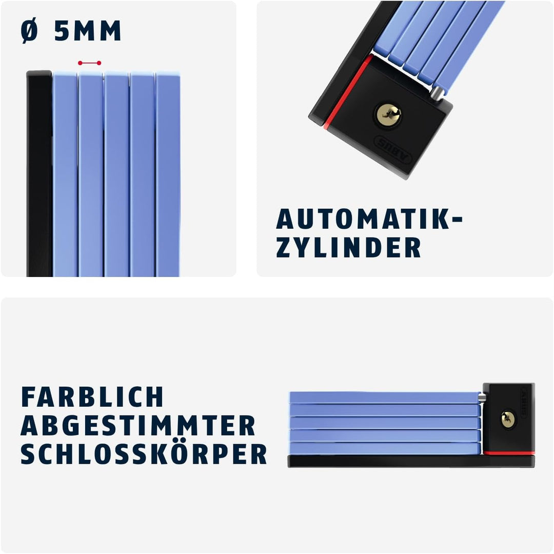 ABUS Faltschloss Bordo uGrip 5700K SH mit Halterung - Fahrradschloss mit 5 mm starken Stäben - ABUS-