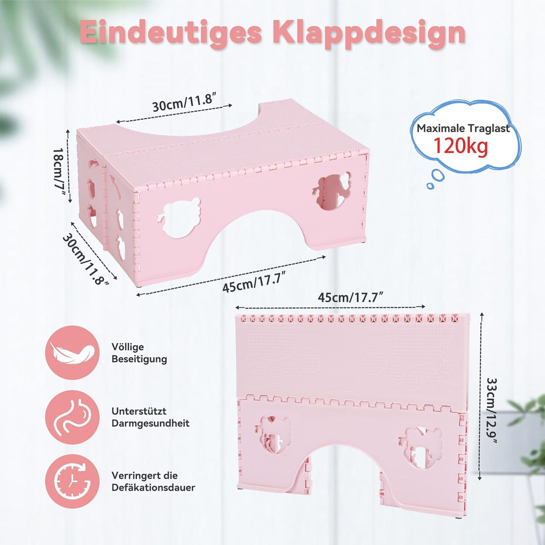 Toilettenhocker Klappbar - Physiologischer Hocker Badezimmer für Erwachsene und Kinder - WC Hocker (