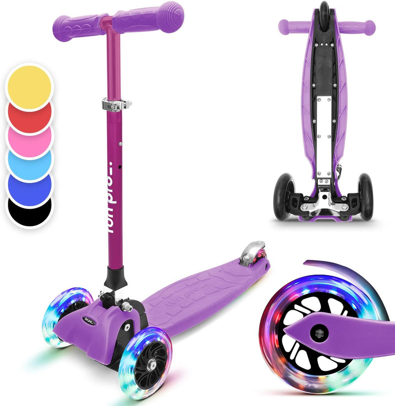 Fun Pro ONE Roller, der Sichere Premium Roller Kinder 3 Jahre, Vergleichstestsieger, LED Räder, falt