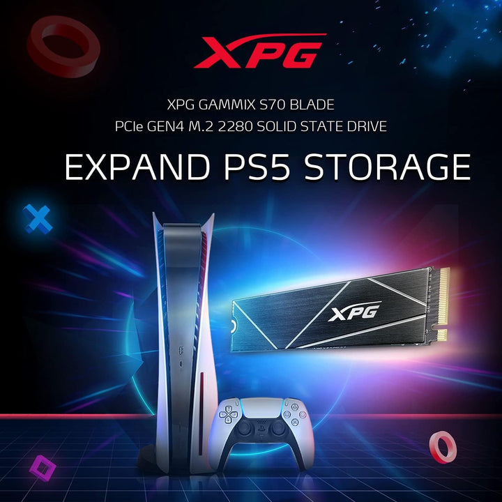 XPG ADATA GAMMIX S70 Blade 1TB PCIe Gen4x4 M.2 2280 SSD Schwarz- Heat Spreader- 3D-Grafikbearbeitung