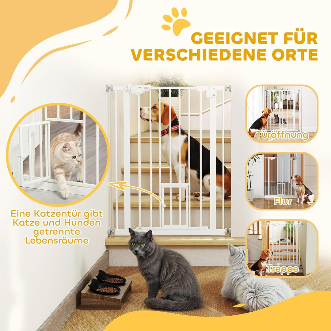 PawHut Hunde Türschutzgitter, Treppenschutzgitter, 74-80 cm Hunde Türgitter, Treppenschutz, Schutzgi