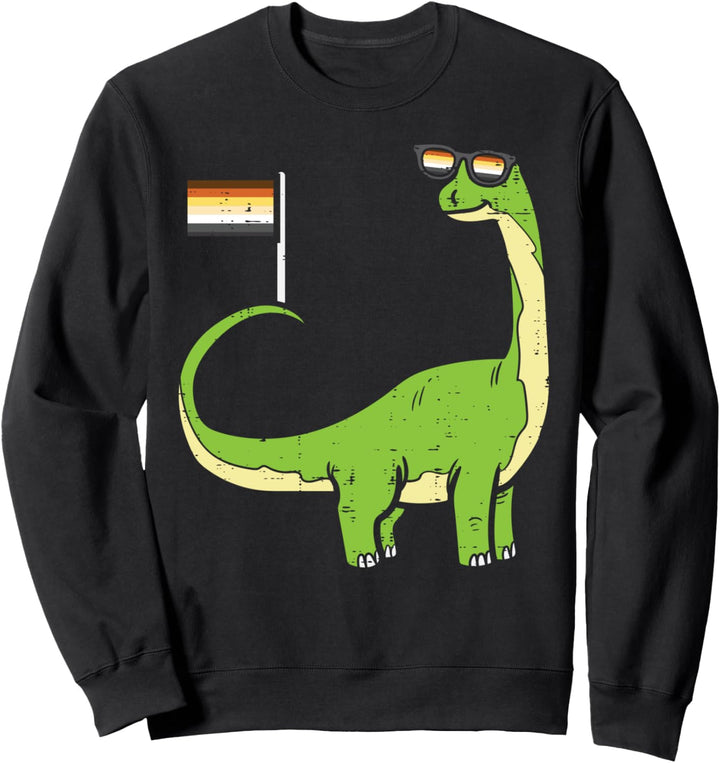 Brontosaurus Dinosaur Dino LGBTQ Gay Bear Flag Gay Pride Men Sweatshirt