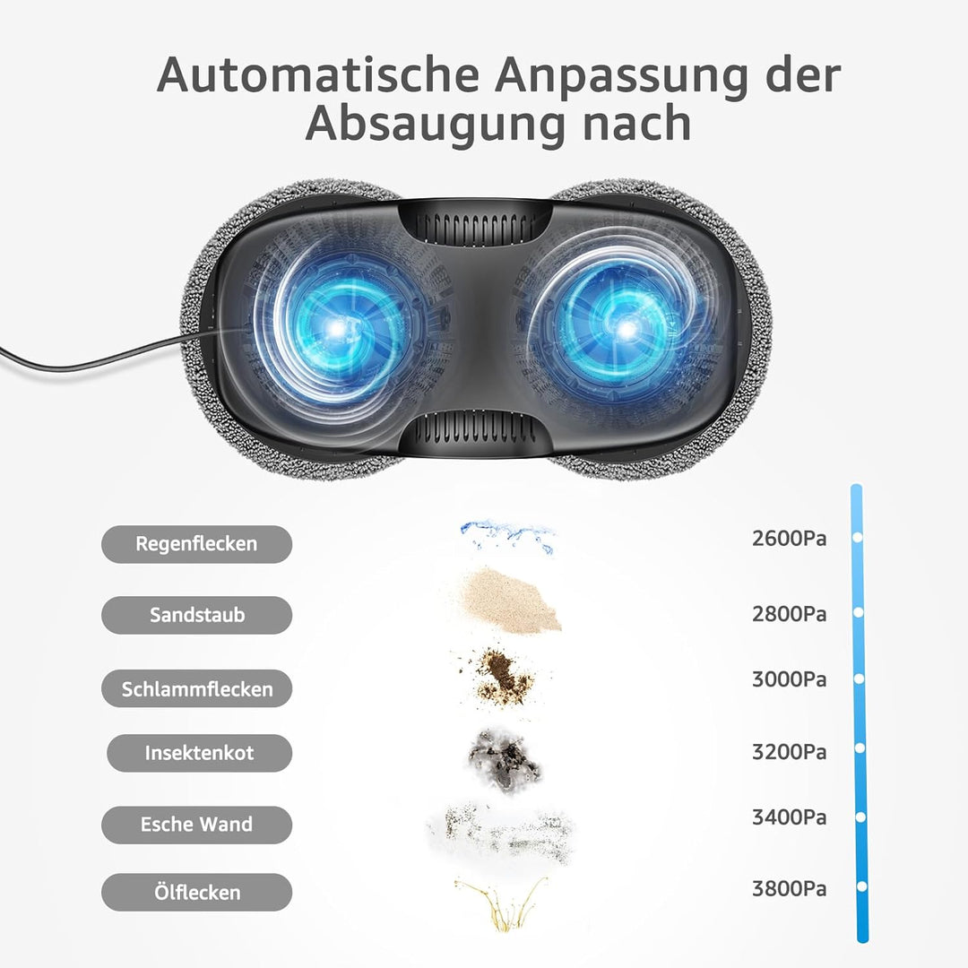 HUTT DDC5 Fensterputzroboter 3800PA, Fensterputzer Elektrisch, Automatischer Fensterroboter, Fenster