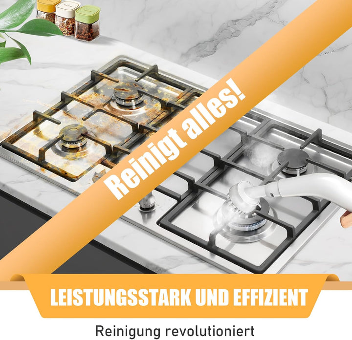 Dampfreiniger Handgerät, 1500W Leistungsstarker Steam Cleaner mit 6 Bürstenköpfen, 220V Mehrzweckdam
