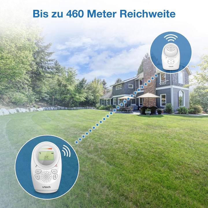 VTech Digitales Audio-Babyphon DM1212 – DECT-Technologie, Gegensprechfunktion, Geräuschpegelanzeige,