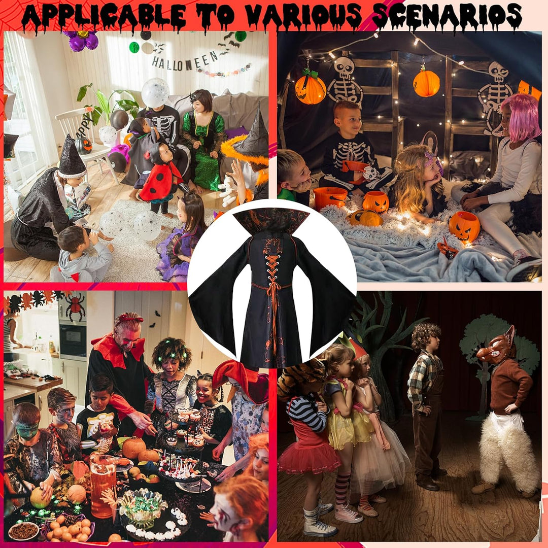 PABTID Vampir Kostüm Mädchen Halloween Kostüme Kinder Gothic Kapuzen Vampirkostüm Halloween Verkleid