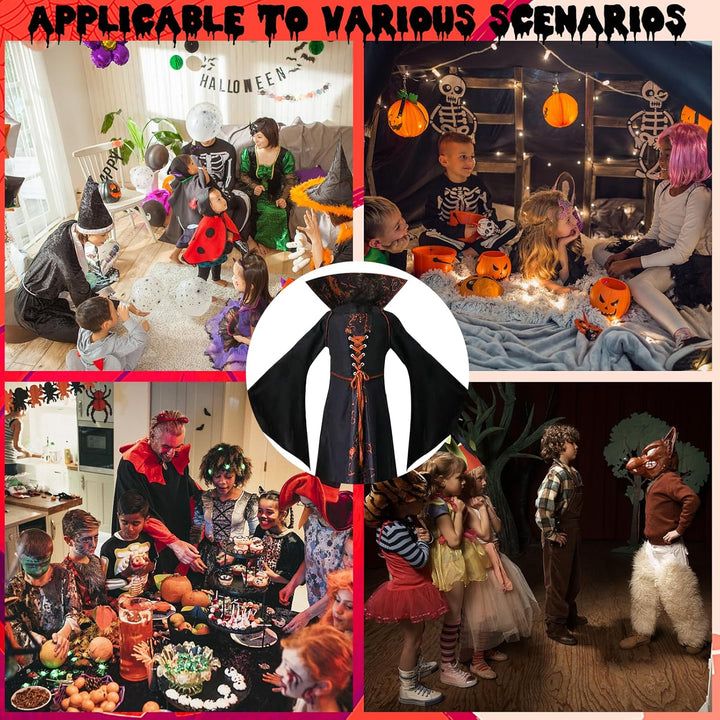 PABTID Vampir Kostüm Mädchen Halloween Kostüme Kinder Gothic Kapuzen Vampirkostüm Halloween Verkleid