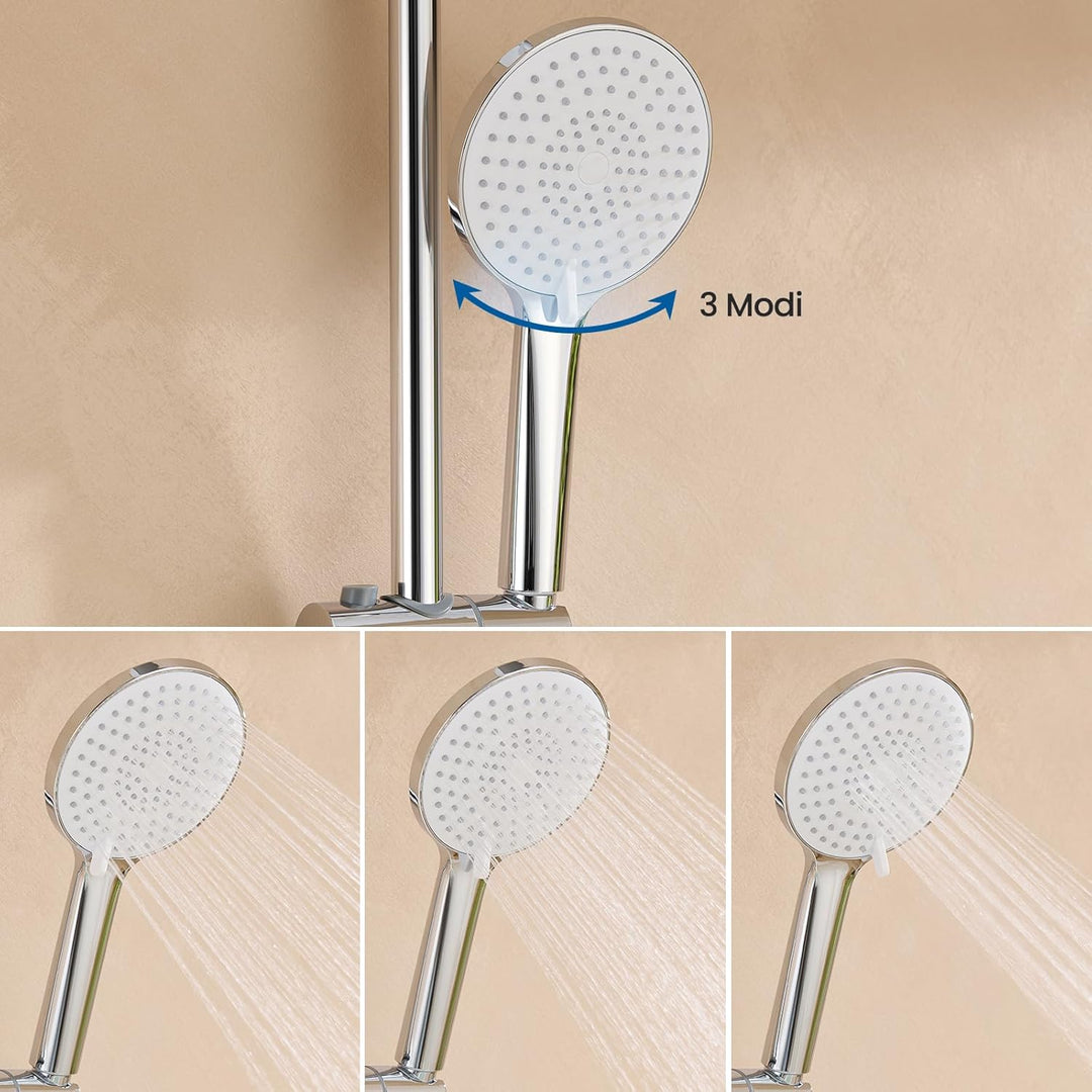 Auralum Wannenarmatur Badewannenarmatur mit 3 Strahlarten Handbrause, Einhebel Badewanne Wasserhahn