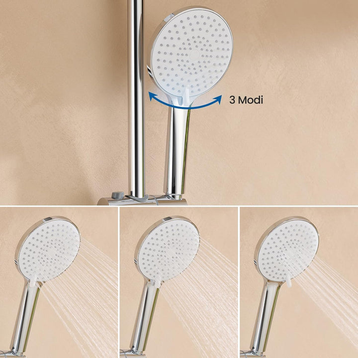 Auralum Wannenarmatur Badewannenarmatur mit 3 Strahlarten Handbrause, Einhebel Badewanne Wasserhahn
